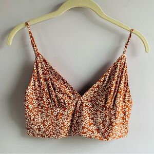 Lulu's Crop Top Rust White Ditsy Floral Spaghetti Strap Boho Summer Cute Medium